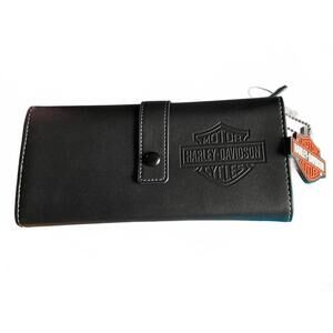 Harley-Davidson Motorcycles Tri-fold Wallet Black w/ Orange New w/out Tags